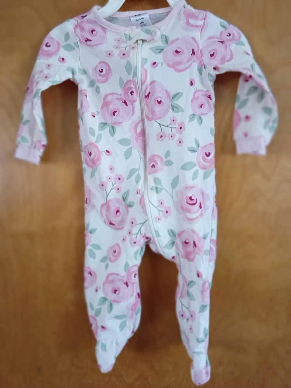 Gerber White Footed One-Piece with Pink Floral Print